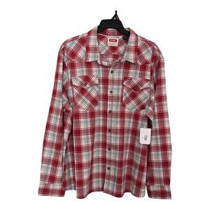 Wrangler Red and Gray Plaid Men's Shirt
